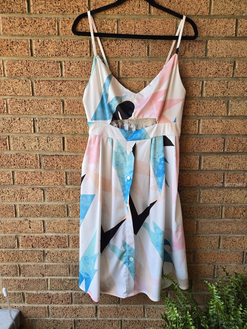 FANCYINN Pastel Geometric Cutout Sundress | Size 1X 🌸